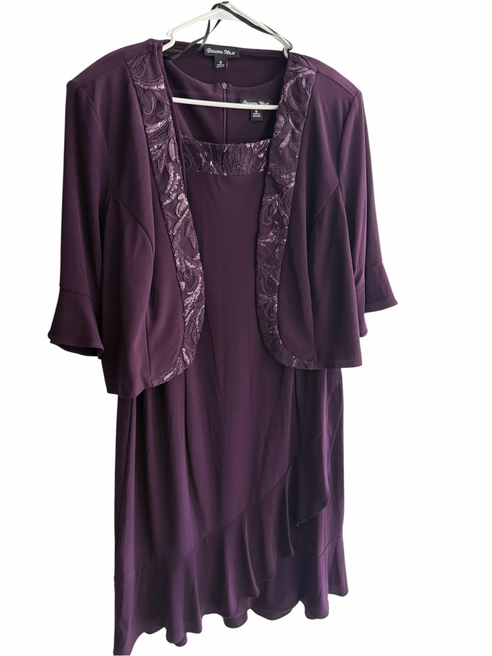 Brianna Milay 16 Plum Purple Sequin Dress Jacket Set Formal